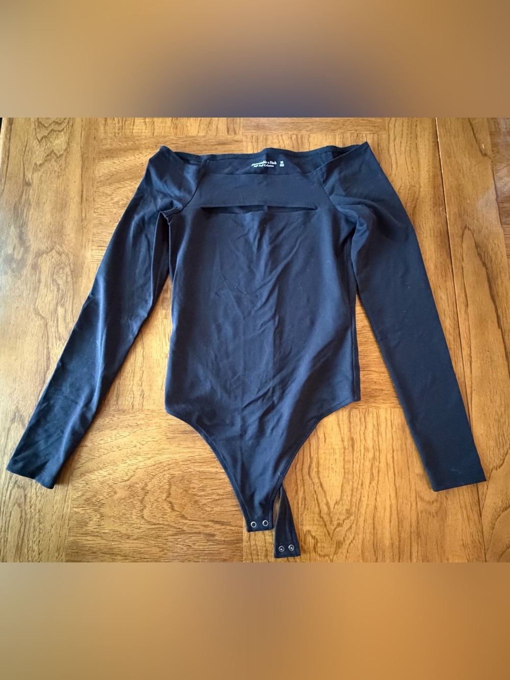 Abercrombie & Fitch Black Long-Sleeve Bodysuit with Slit